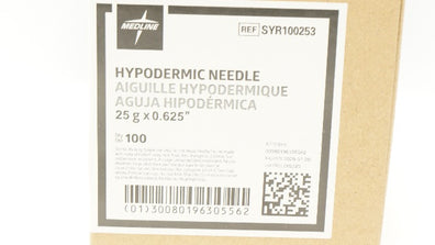 Medline SYR100253 Hypodermic Ndle 25G x 0.625inch - Box of 100
